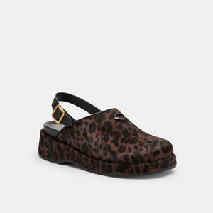 Coach Sculpted C Platform Clog With Leopard Print